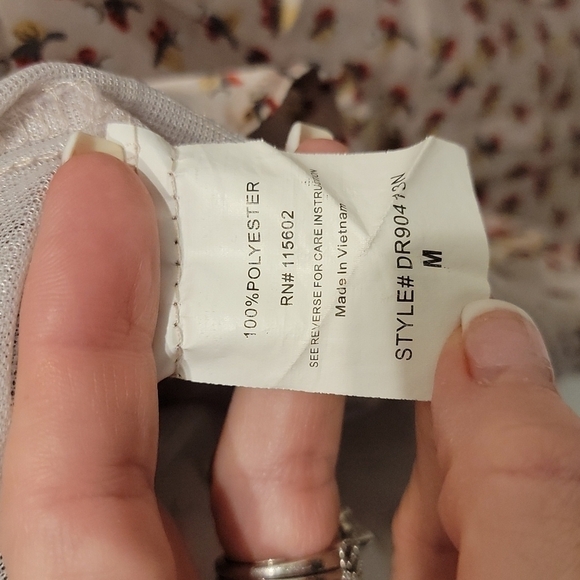 Lush Spaghetti Strap Camisole Sleeveless Cherry Twig Print Sheath Dress Size Med - Picture 9 of 9